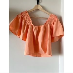 Puff Sleeve Poplin Smock Blouse